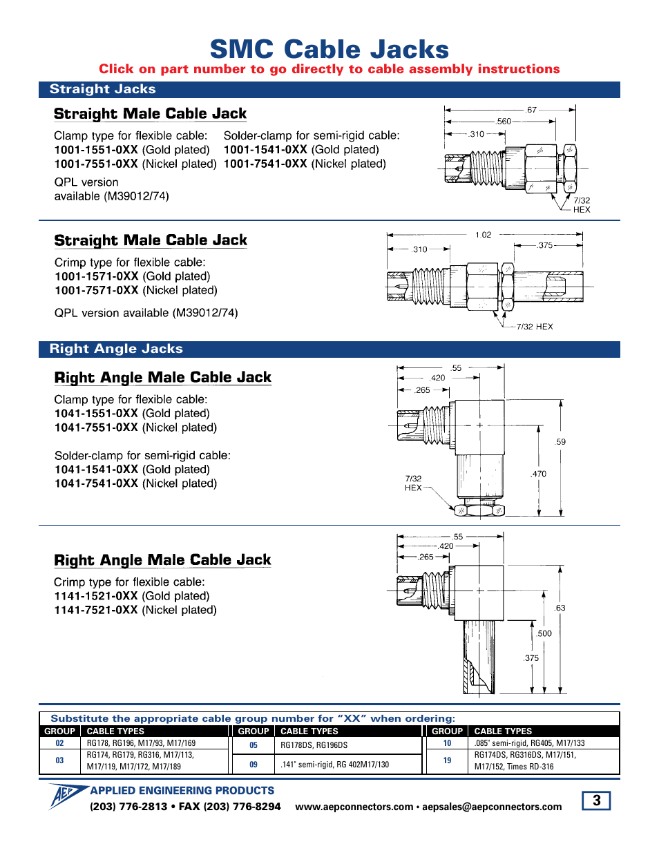 Cable jacks, Smc cable jacks | SMC Networks Cable User Manual | Page 3 / 8