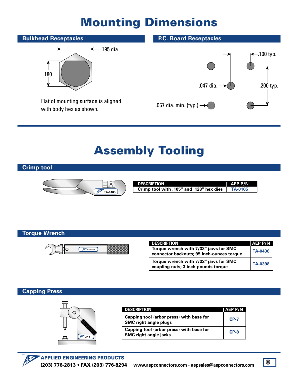 Mounting dimensions, Assembly tooling, Mounting dimensions assembly tooling | SMC Networks Cable User Manual | Page 8 / 8