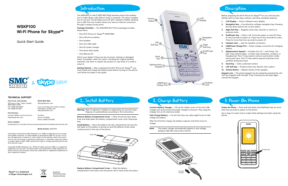 SMC Networks WI-FI PHONE FOR SKYPETM WSKP100 User Manual | 2 pages