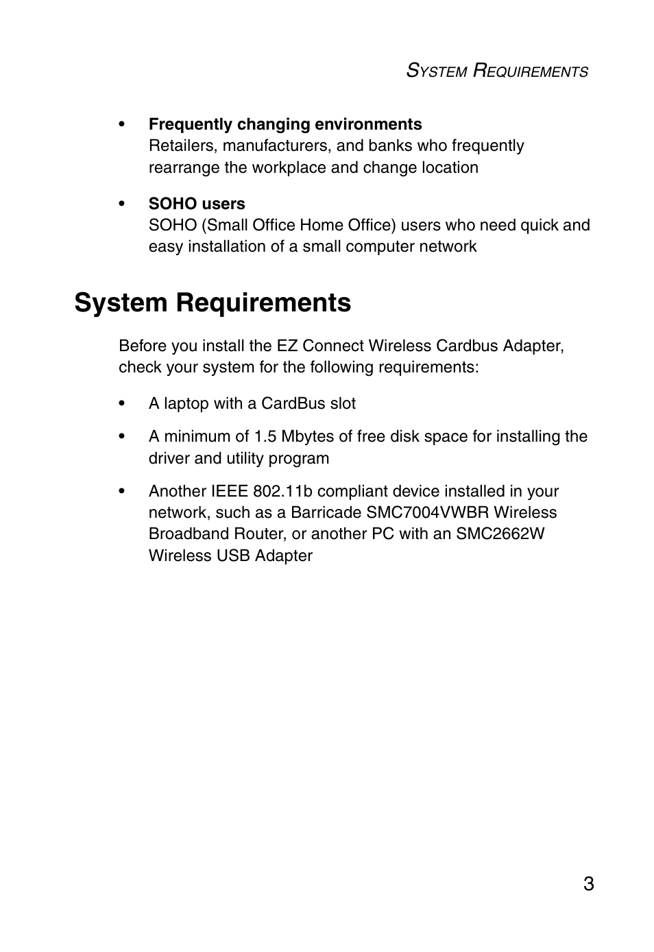 System requirements | SMC Networks SMC EZ Connect SMC2635W User Manual | Page 13 / 40