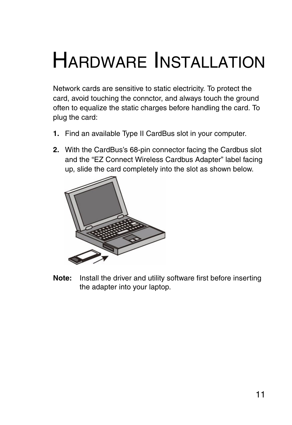 Hardware installation, Ardware, Nstallation | SMC Networks SMC EZ Connect SMC2635W User Manual | Page 21 / 40