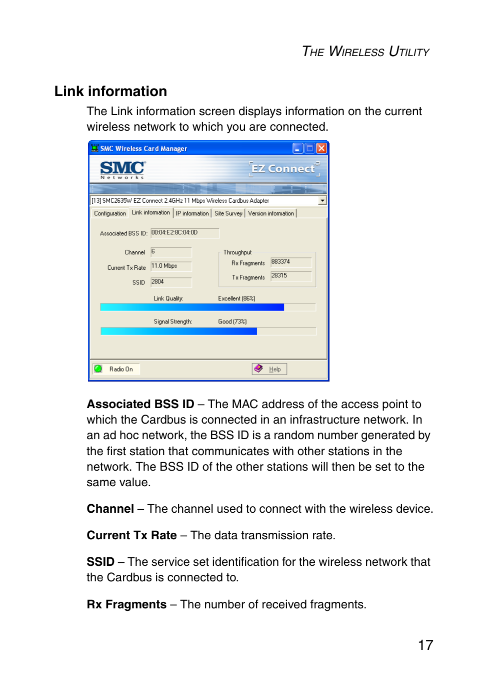 Link information, 17 link information | SMC Networks SMC EZ Connect SMC2635W User Manual | Page 27 / 40