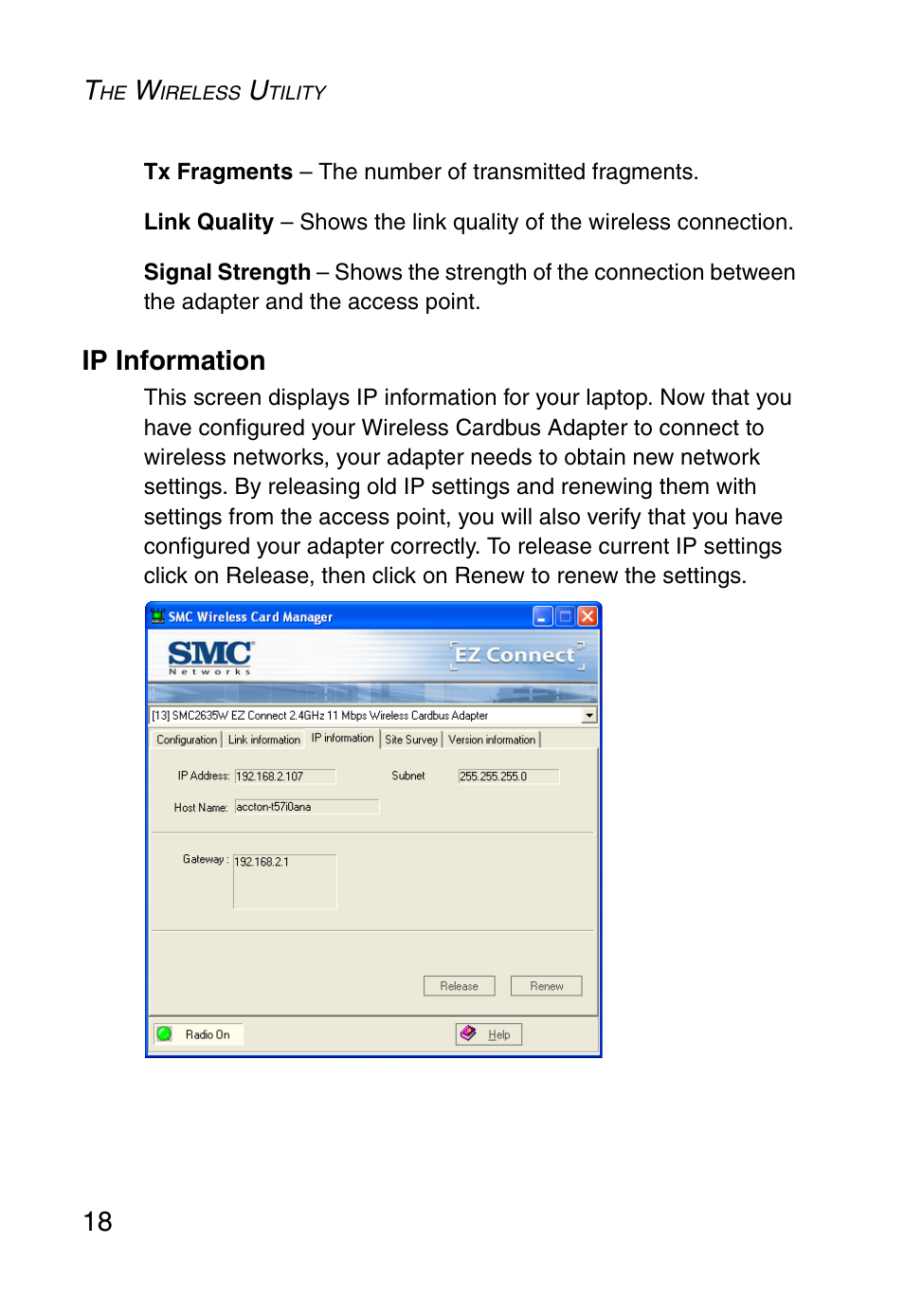 Ip information | SMC Networks SMC EZ Connect SMC2635W User Manual | Page 28 / 40