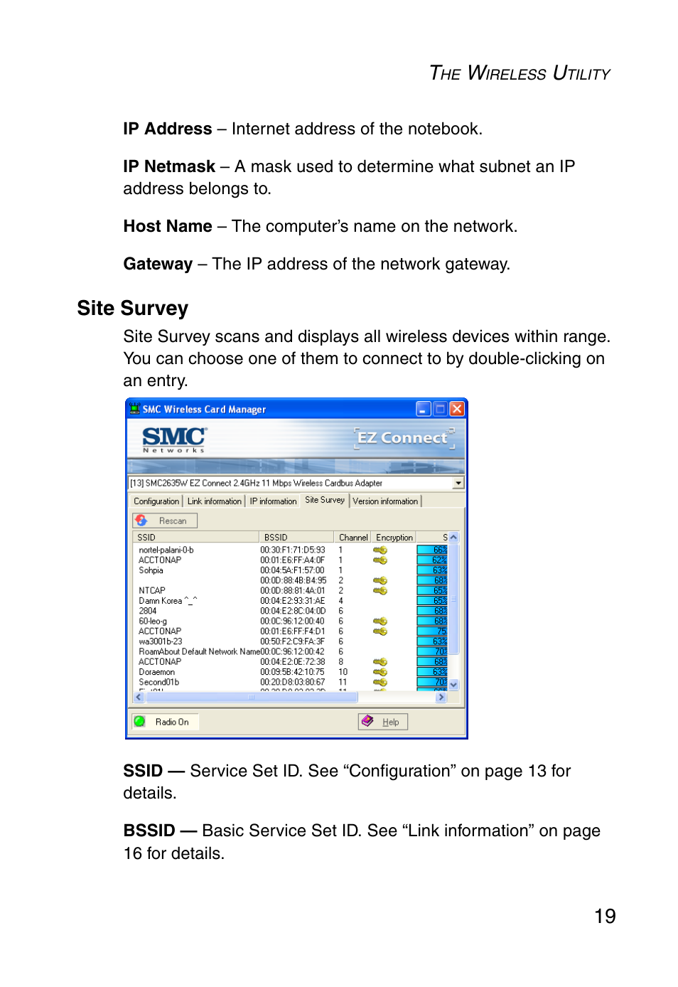 Site survey | SMC Networks SMC EZ Connect SMC2635W User Manual | Page 29 / 40