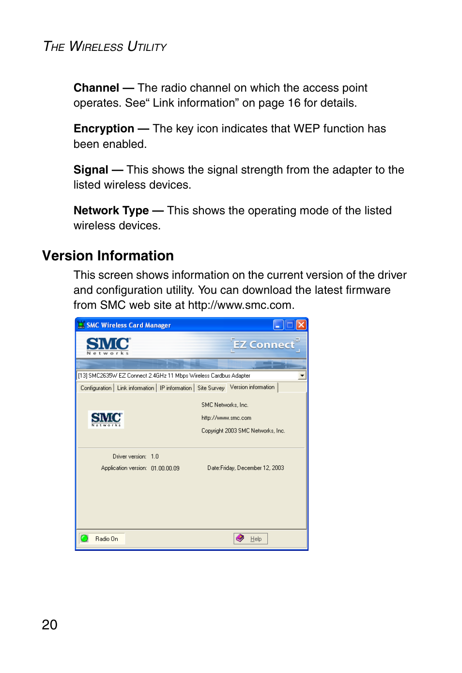 Version information | SMC Networks SMC EZ Connect SMC2635W User Manual | Page 30 / 40