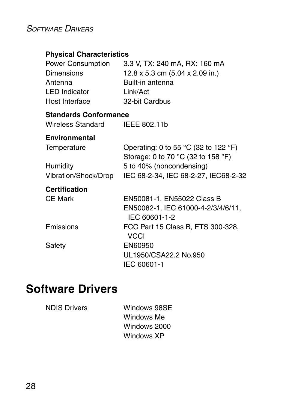 Software drivers | SMC Networks SMC EZ Connect SMC2635W User Manual | Page 38 / 40