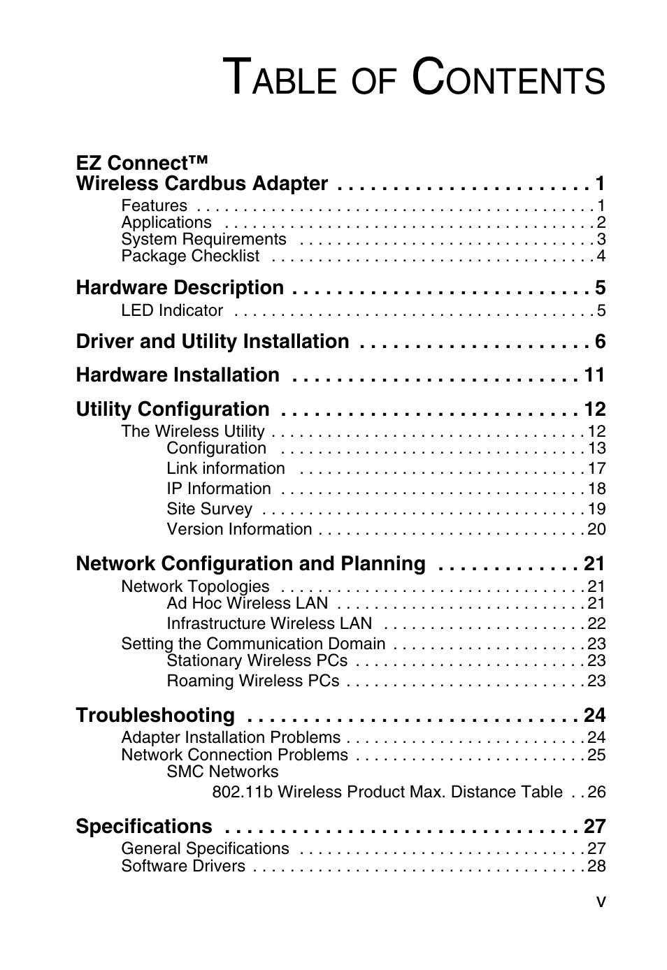 Able, Ontents | SMC Networks SMC EZ Connect SMC2635W User Manual | Page 9 / 40