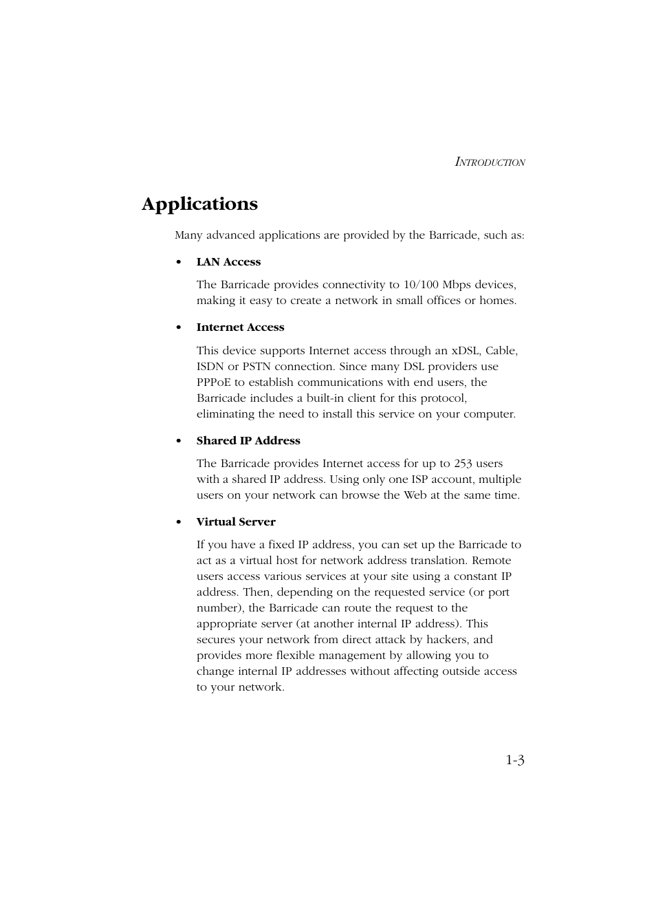 Applications, Applications -3 | SMC Networks Barricade SMC7004ABR User Manual | Page 17 / 112