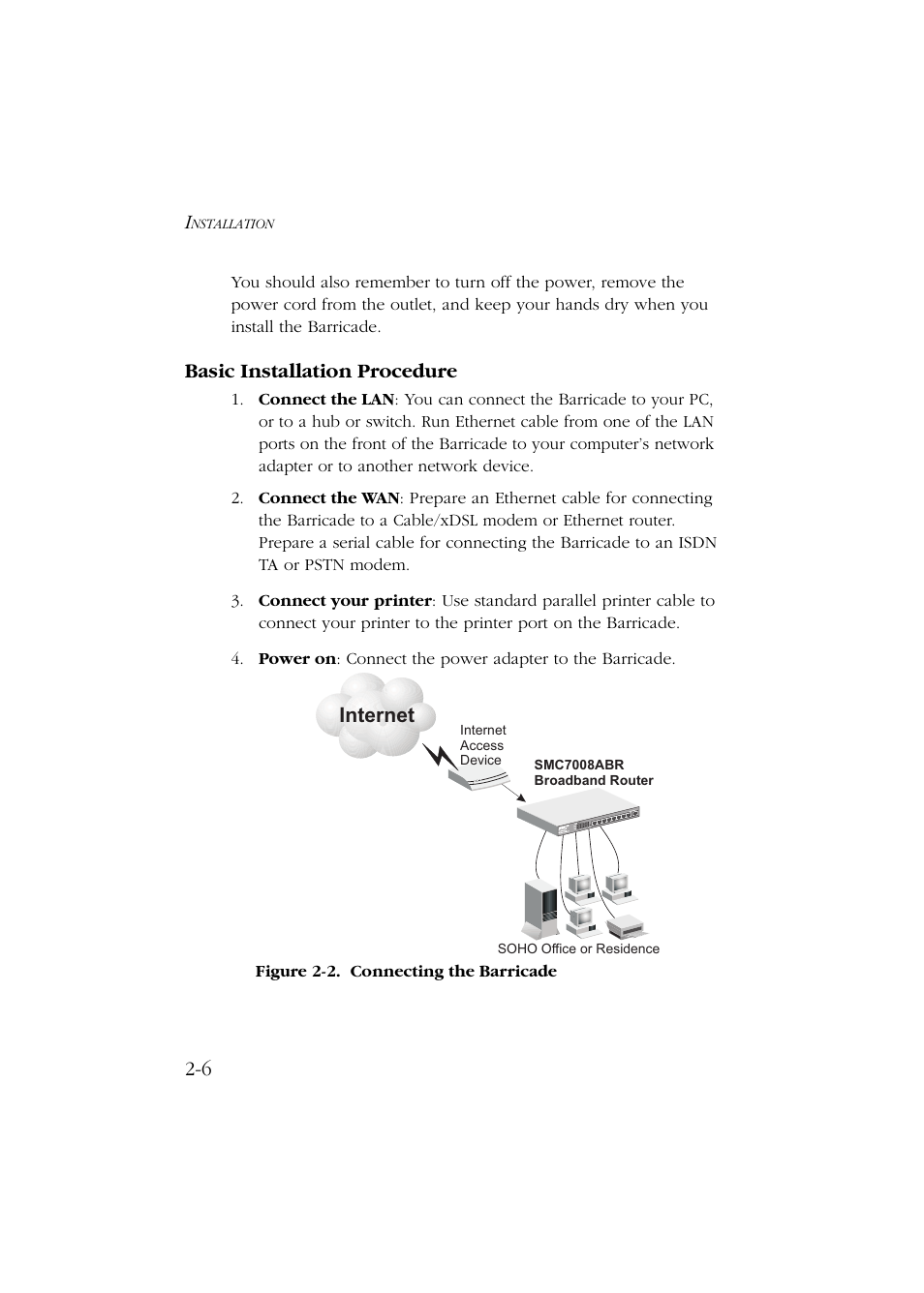 Basic installation procedure, Basic installation procedure -6, Internet | SMC Networks Barricade SMC7004ABR User Manual | Page 26 / 112