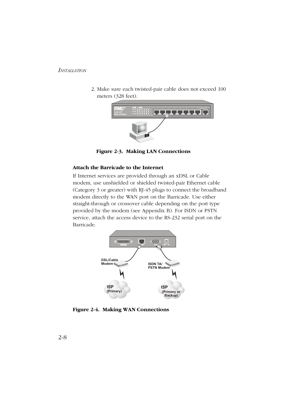 Attach the barricade to the internet, Attach the barricade to the internet -8 | SMC Networks Barricade SMC7004ABR User Manual | Page 28 / 112