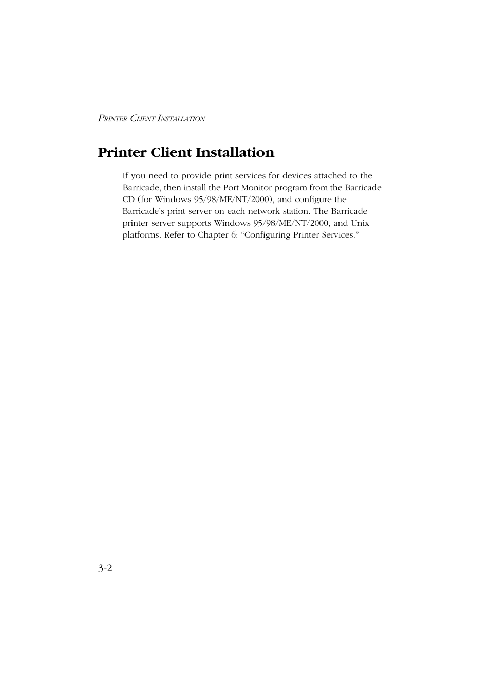 Printer client installation, Printer client installation -2 | SMC Networks Barricade SMC7004ABR User Manual | Page 32 / 112