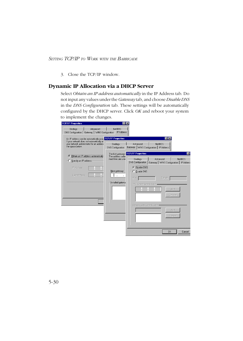 Dynamic ip allocation via a dhcp server, Dynamic ip allocation via a dhcp server -30 | SMC Networks Barricade SMC7004ABR User Manual | Page 82 / 112