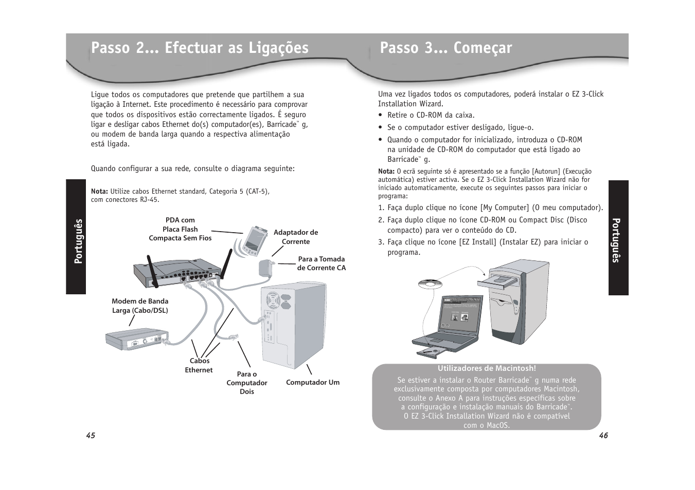 Passo 2... efectuar as ligações passo 3... começar | SMC Networks SMC2804WBR User Manual | Page 24 / 28