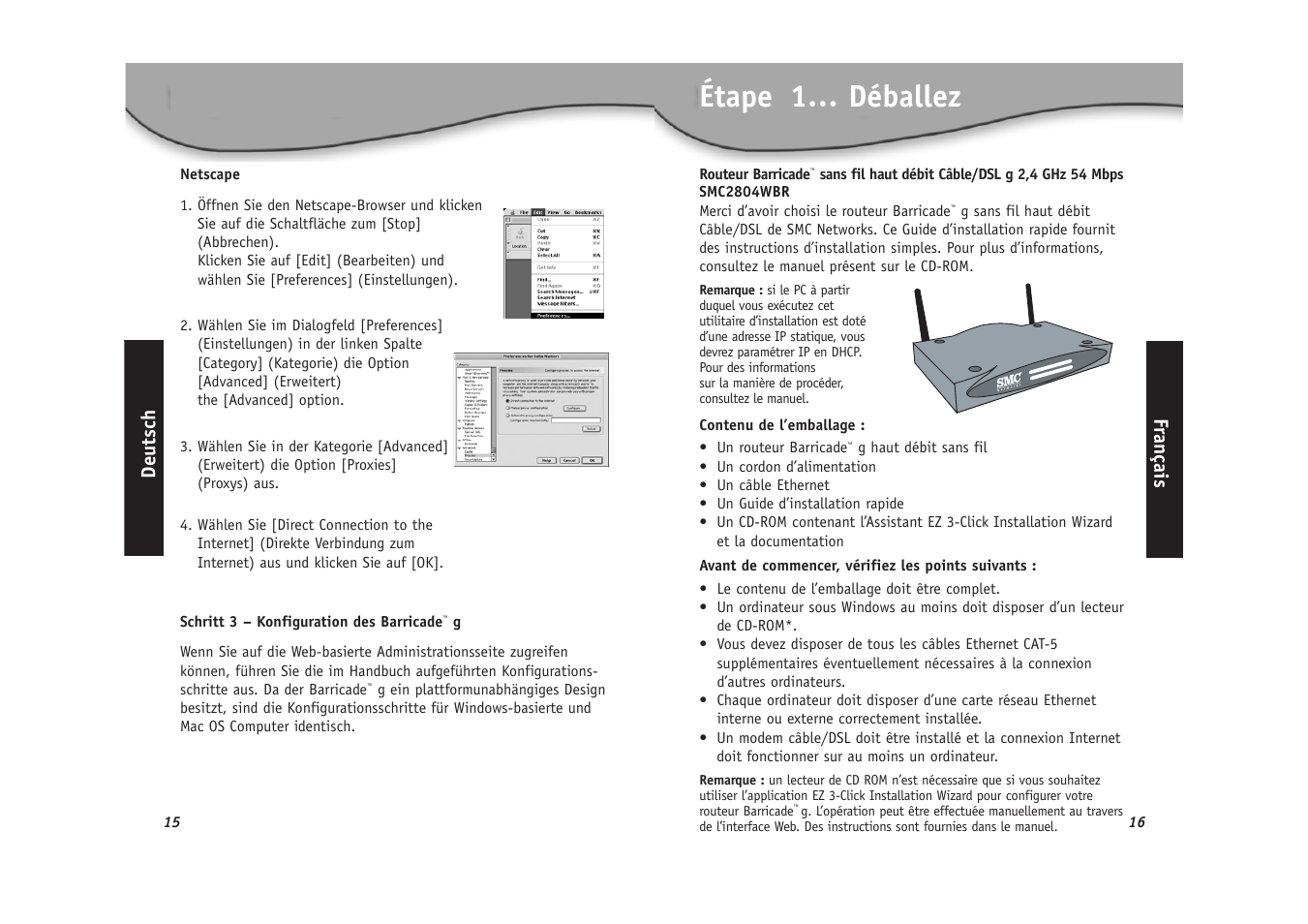 Étape 1… déballez | SMC Networks SMC2804WBR User Manual | Page 9 / 28