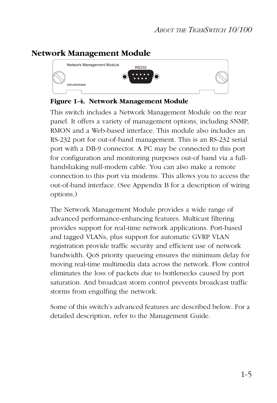 Network management module, Network management module -5 | SMC Networks 48-Port User Manual | Page 19 / 80
