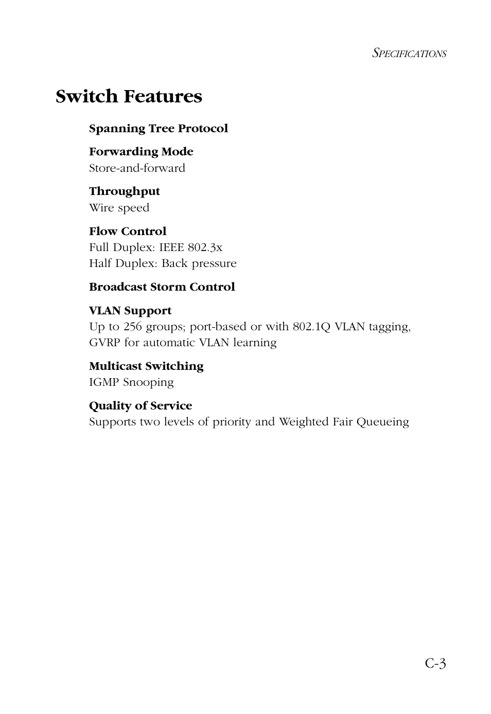 Switch features | SMC Networks 48-Port User Manual | Page 61 / 80