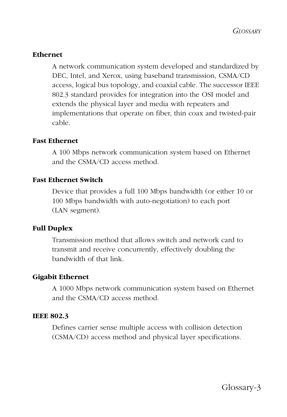 Glossary-3 | SMC Networks 48-Port User Manual | Page 71 / 80