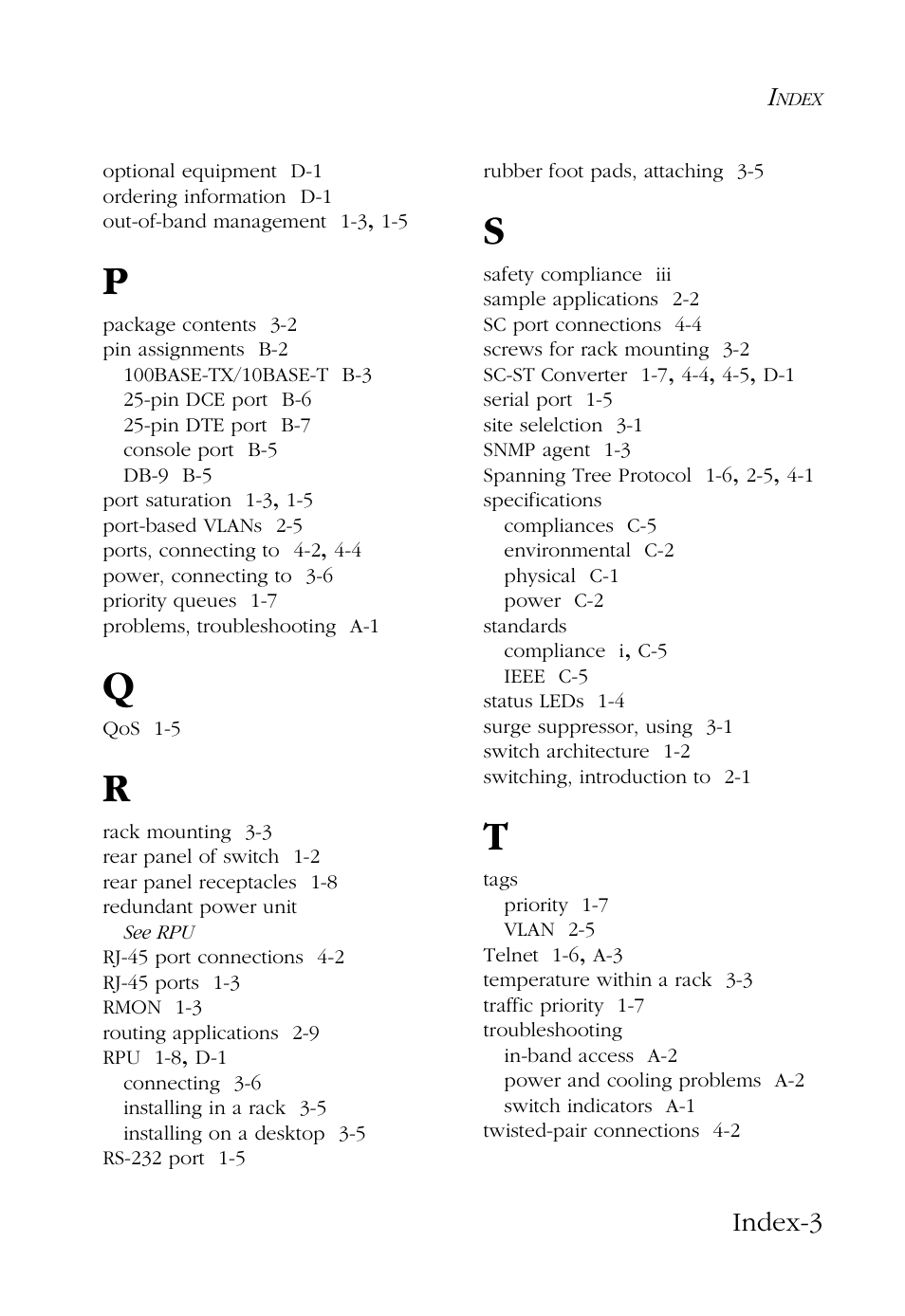 Index-3 | SMC Networks 48-Port User Manual | Page 77 / 80