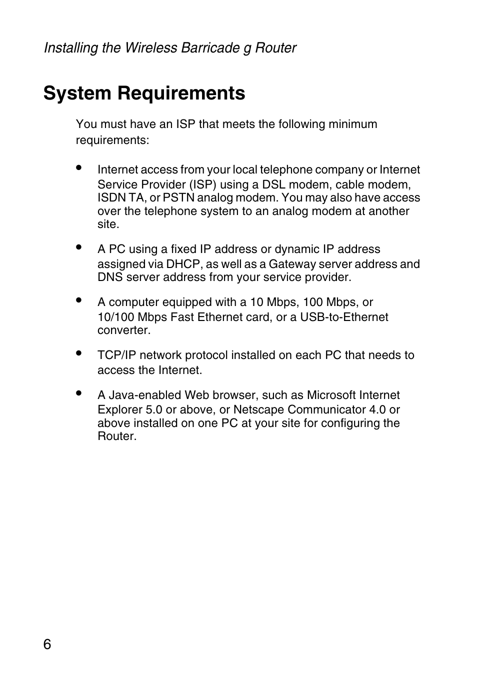 System requirements | SMC Networks Barricade SMC2804WBR38 User Manual | Page 16 / 82