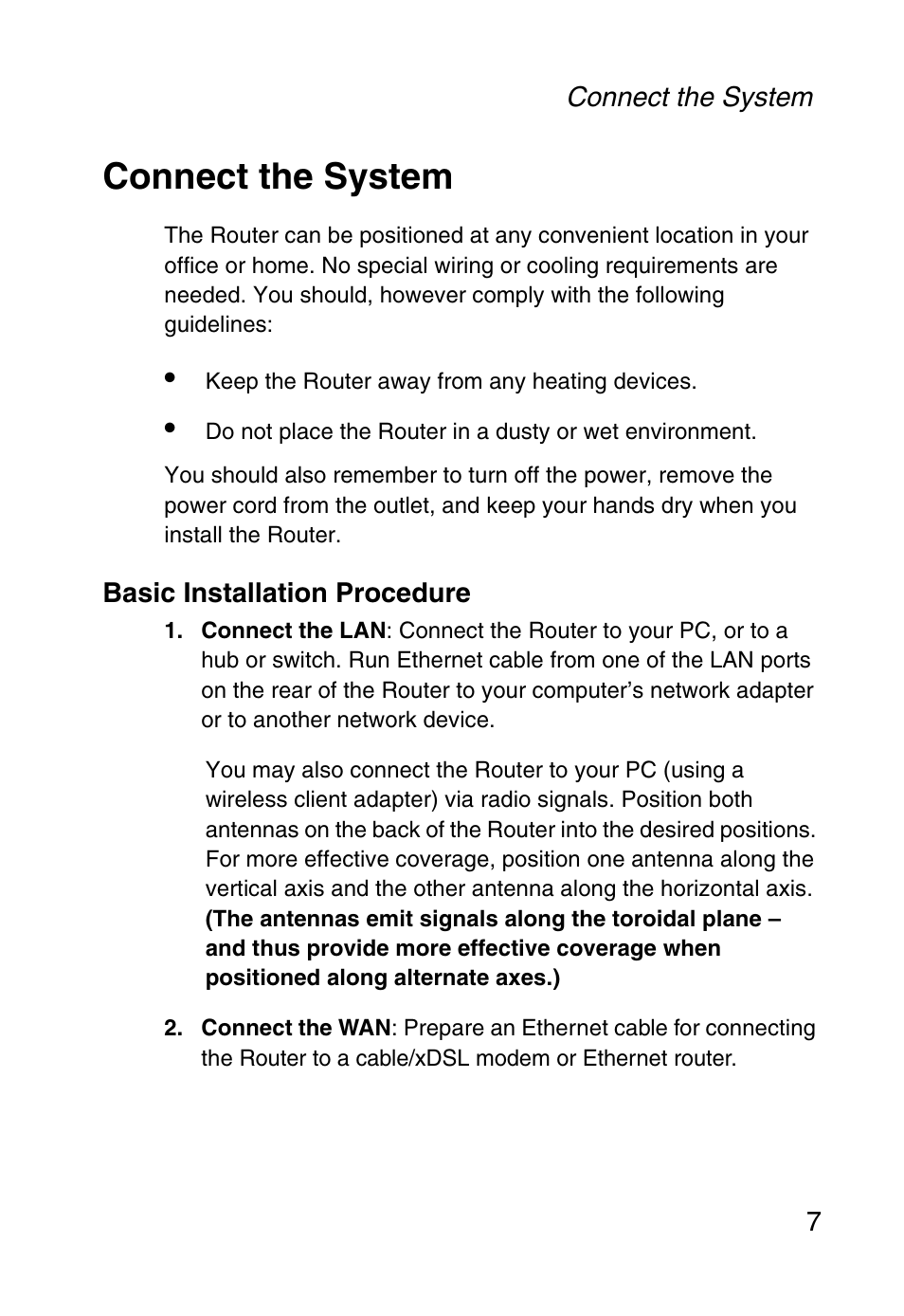 Connect the system, Basic installation procedure | SMC Networks Barricade SMC2804WBR38 User Manual | Page 17 / 82