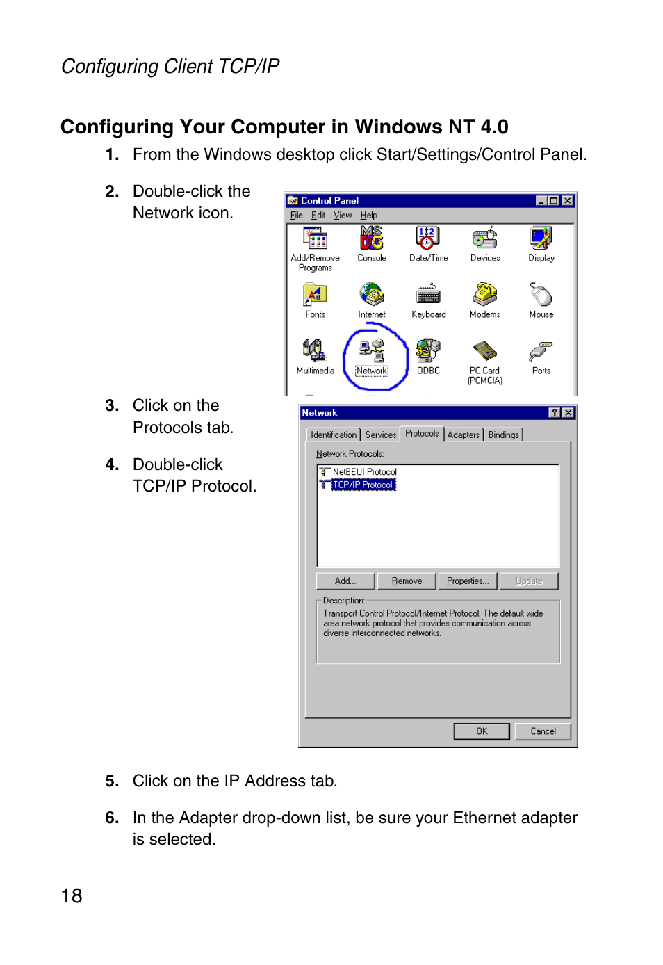 Configuring your computer in windows nt 4.0 | SMC Networks Barricade SMC2804WBR38 User Manual | Page 28 / 82