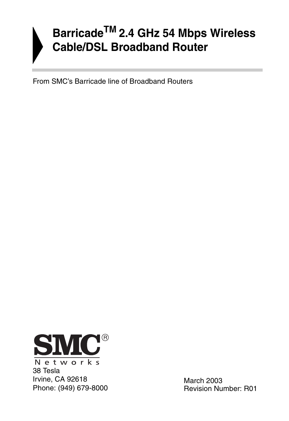 Barricade, 4 ghz 54 mbps wireless cable/dsl broadband router | SMC Networks Barricade SMC2804WBR38 User Manual | Page 3 / 82