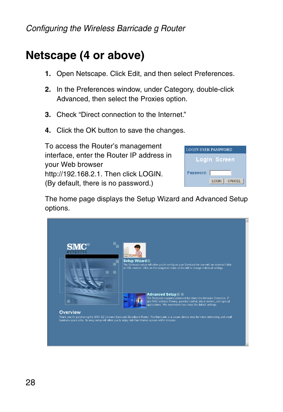 Netscape (4 or above) | SMC Networks Barricade SMC2804WBR38 User Manual | Page 38 / 82