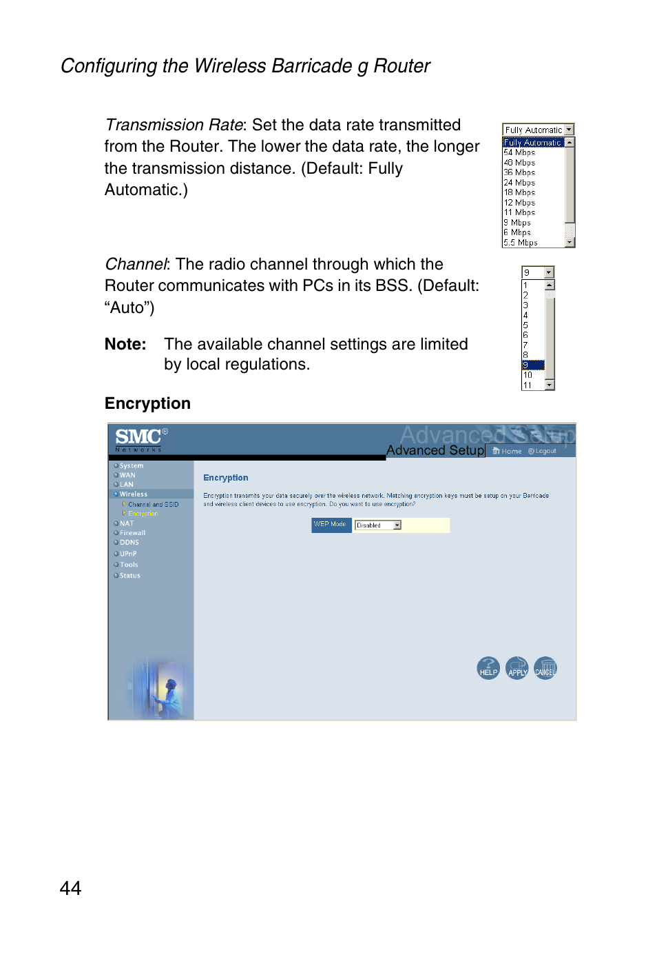 Configuring the wireless barricade g router 44 | SMC Networks Barricade SMC2804WBR38 User Manual | Page 54 / 82
