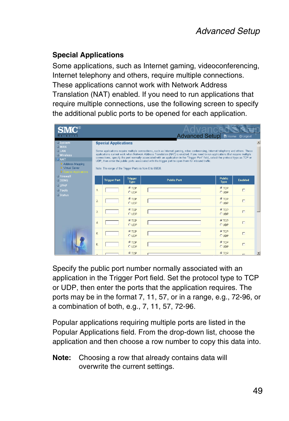 Advanced setup 49 | SMC Networks Barricade SMC2804WBR38 User Manual | Page 59 / 82