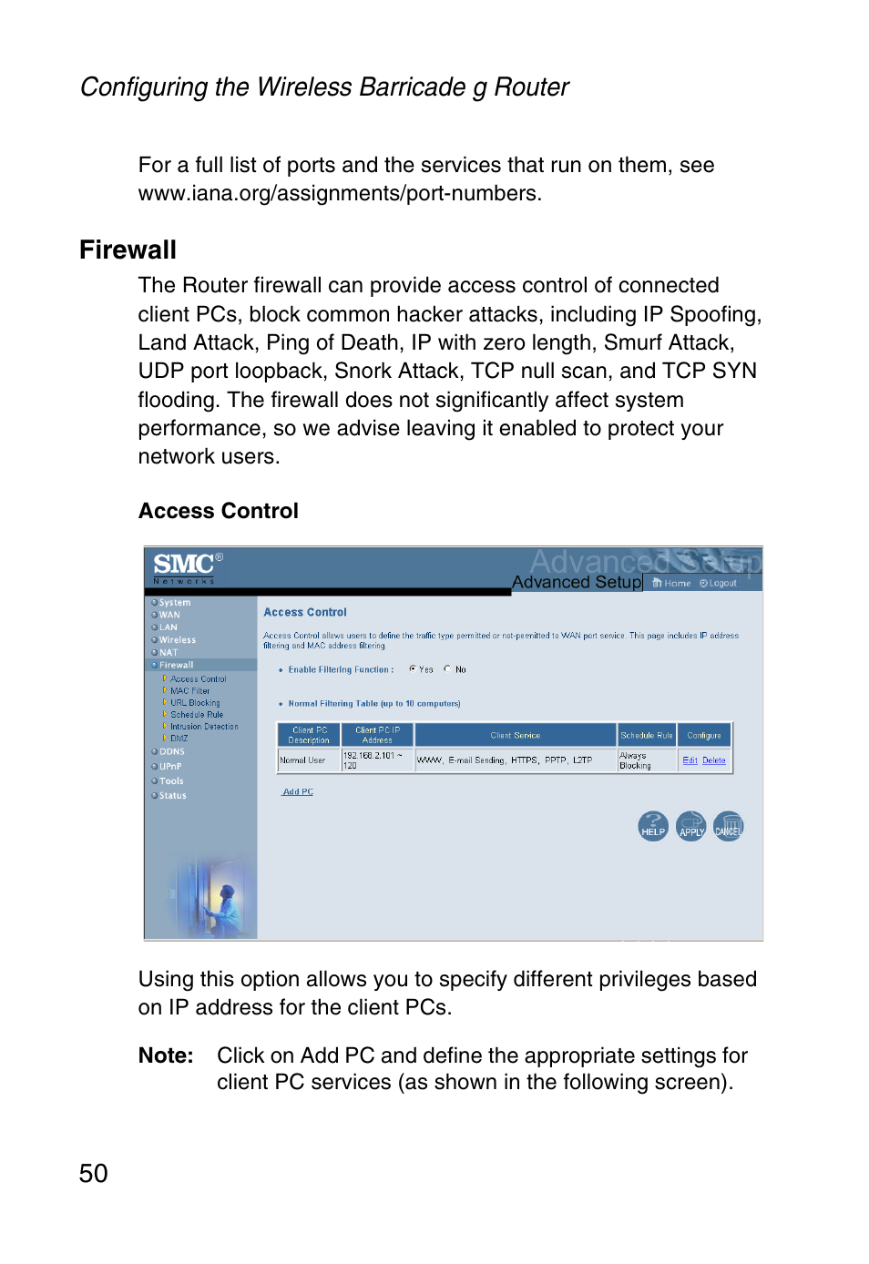 Firewall | SMC Networks Barricade SMC2804WBR38 User Manual | Page 60 / 82