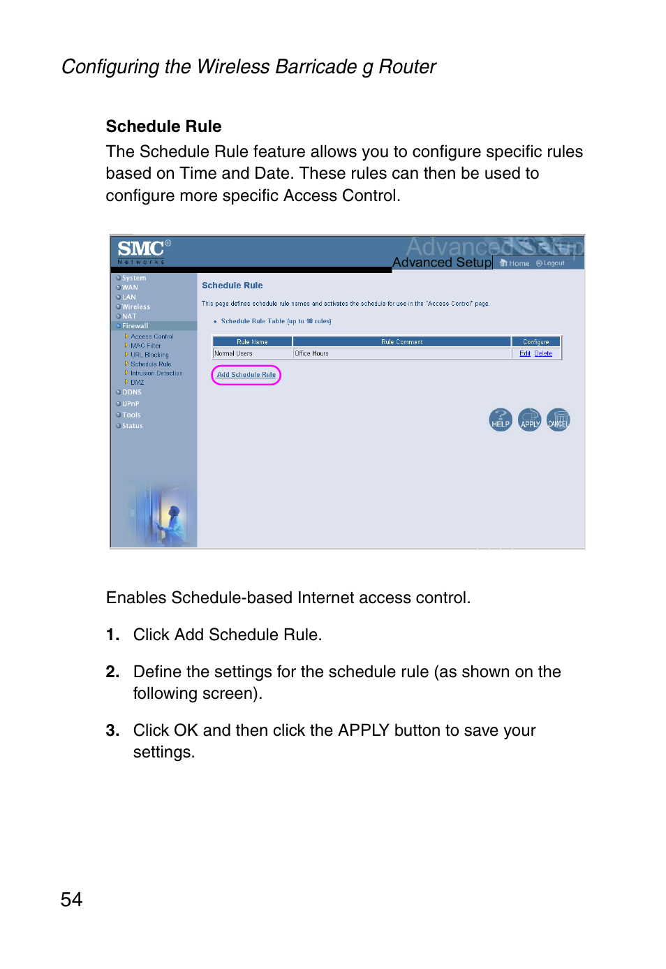 Configuring the wireless barricade g router 54 | SMC Networks Barricade SMC2804WBR38 User Manual | Page 64 / 82