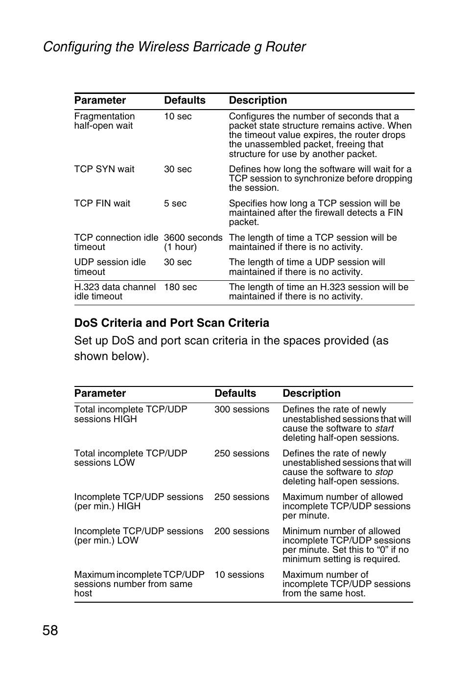 Configuring the wireless barricade g router 58 | SMC Networks Barricade SMC2804WBR38 User Manual | Page 68 / 82