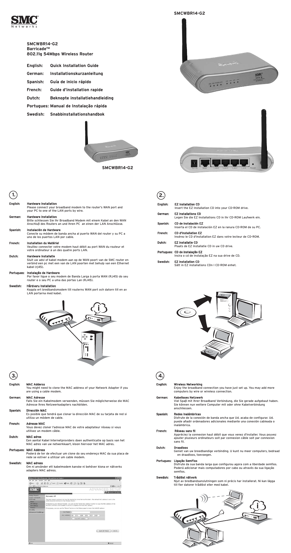 SMC Networks BARRICADE SMCWBR14-G2 User Manual | 2 pages