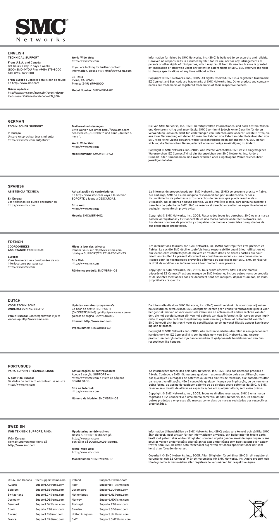 SMC Networks BARRICADE SMCWBR14-G2 User Manual | Page 2 / 2