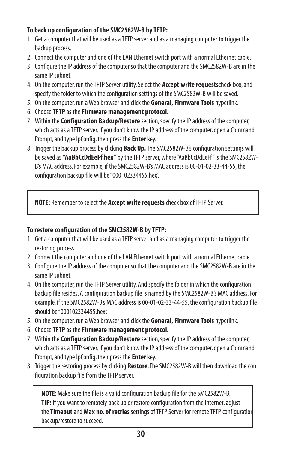 SMC Networks SMC2582W-B User Manual | Page 30 / 52