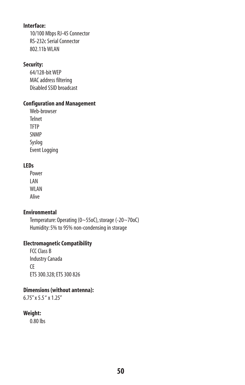 SMC Networks SMC2582W-B User Manual | Page 50 / 52