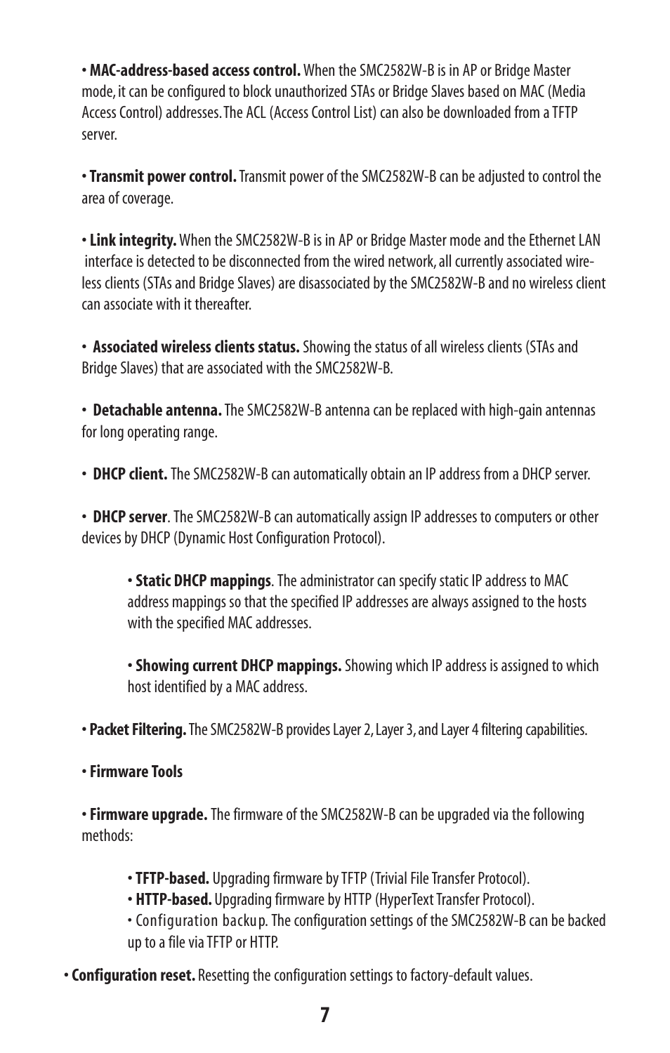 SMC Networks SMC2582W-B User Manual | Page 7 / 52