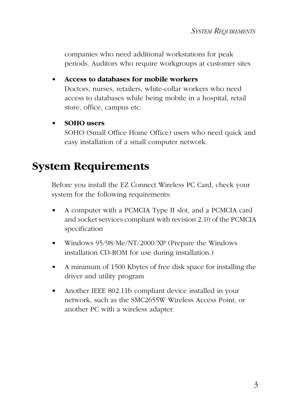System requirements | SMC Networks SMC EZ Connect SMC2632W User Manual | Page 15 / 58