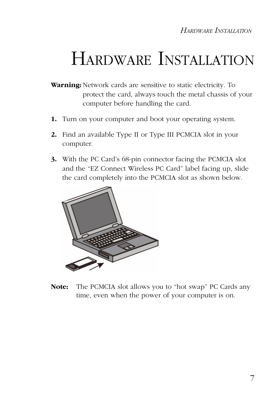 Hardware installation, Ardware, Nstallation | SMC Networks SMC EZ Connect SMC2632W User Manual | Page 19 / 58