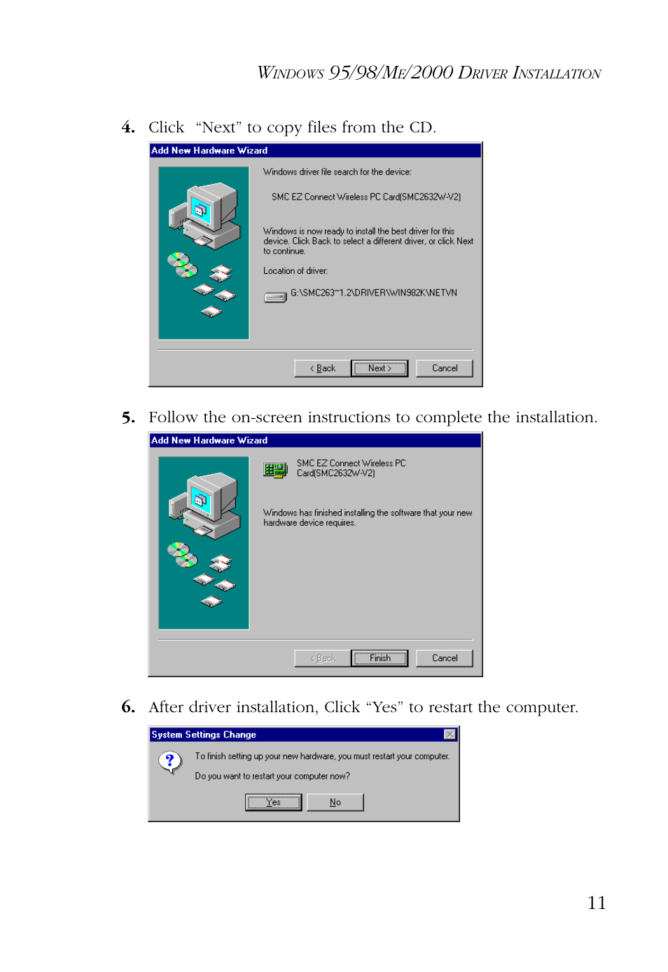 95/98/m, 2000 d | SMC Networks SMC EZ Connect SMC2632W User Manual | Page 23 / 58