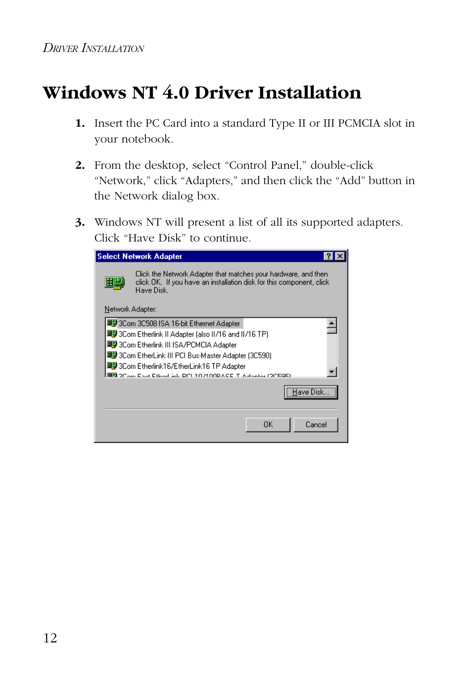 Windows nt 4.0 driver installation | SMC Networks SMC EZ Connect SMC2632W User Manual | Page 24 / 58