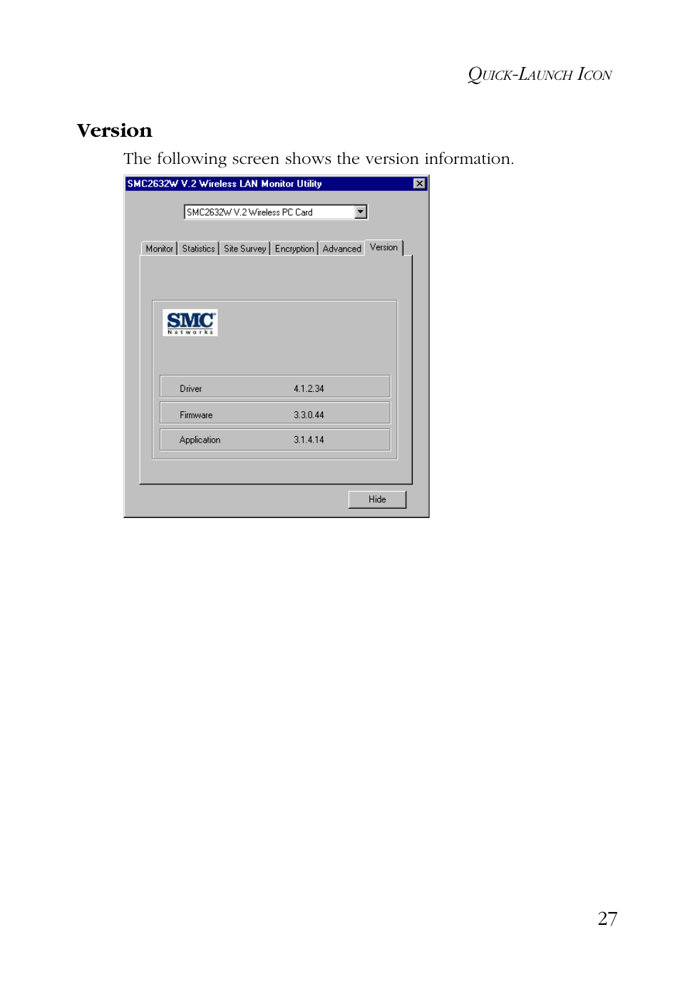 Version | SMC Networks SMC EZ Connect SMC2632W User Manual | Page 39 / 58