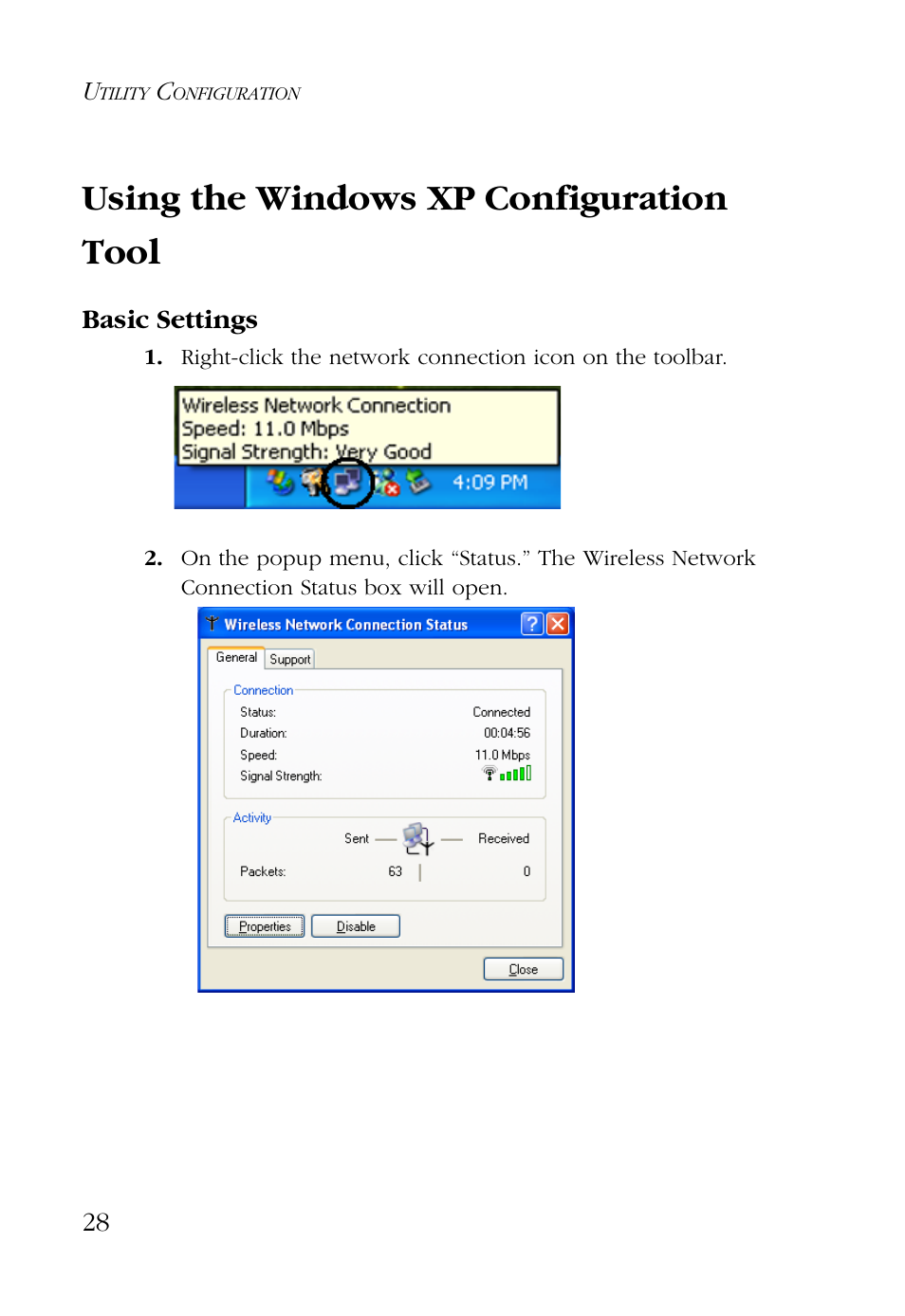 Using the windows xp configuration tool, Basic settings | SMC Networks SMC EZ Connect SMC2632W User Manual | Page 40 / 58