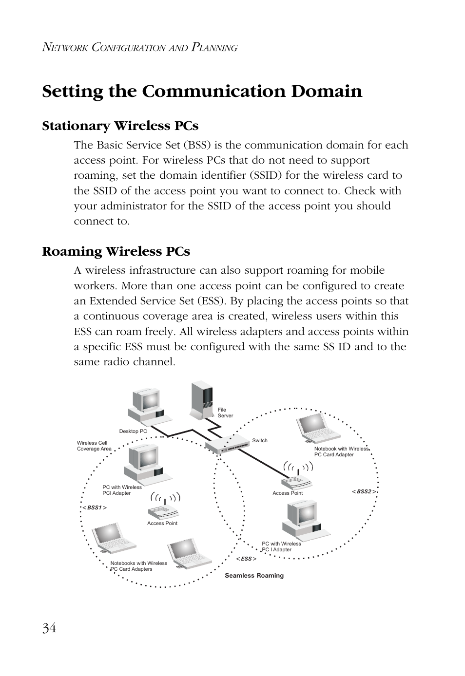 Setting the communication domain, Stationary wireless pcs, Roaming wireless pcs | Stationary wireless pcs roaming wireless pcs | SMC Networks SMC EZ Connect SMC2632W User Manual | Page 46 / 58