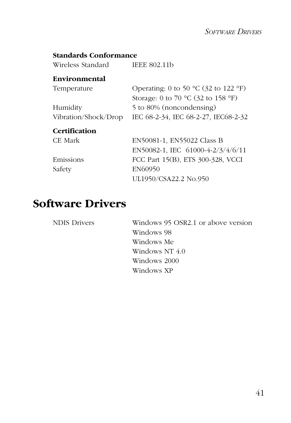 Software drivers | SMC Networks SMC EZ Connect SMC2632W User Manual | Page 53 / 58