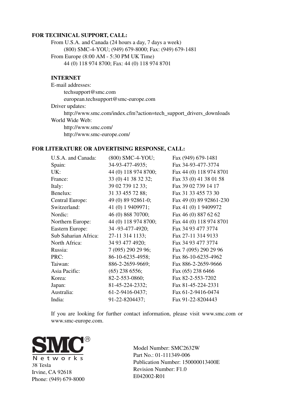 SMC Networks SMC EZ Connect SMC2632W User Manual | Page 58 / 58