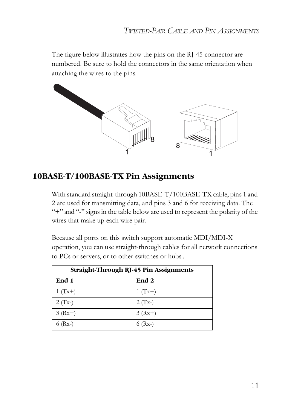 10base-t/100base-tx pin assignments | SMC Networks SMC-EZ1024DT User Manual | Page 23 / 28
