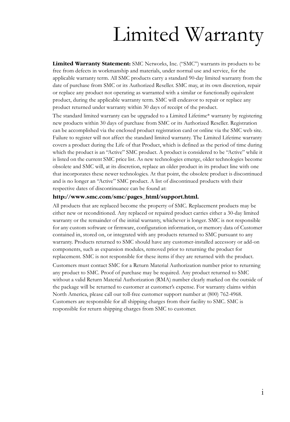 Limited warranty | SMC Networks SMC-EZ1024DT User Manual | Page 5 / 28