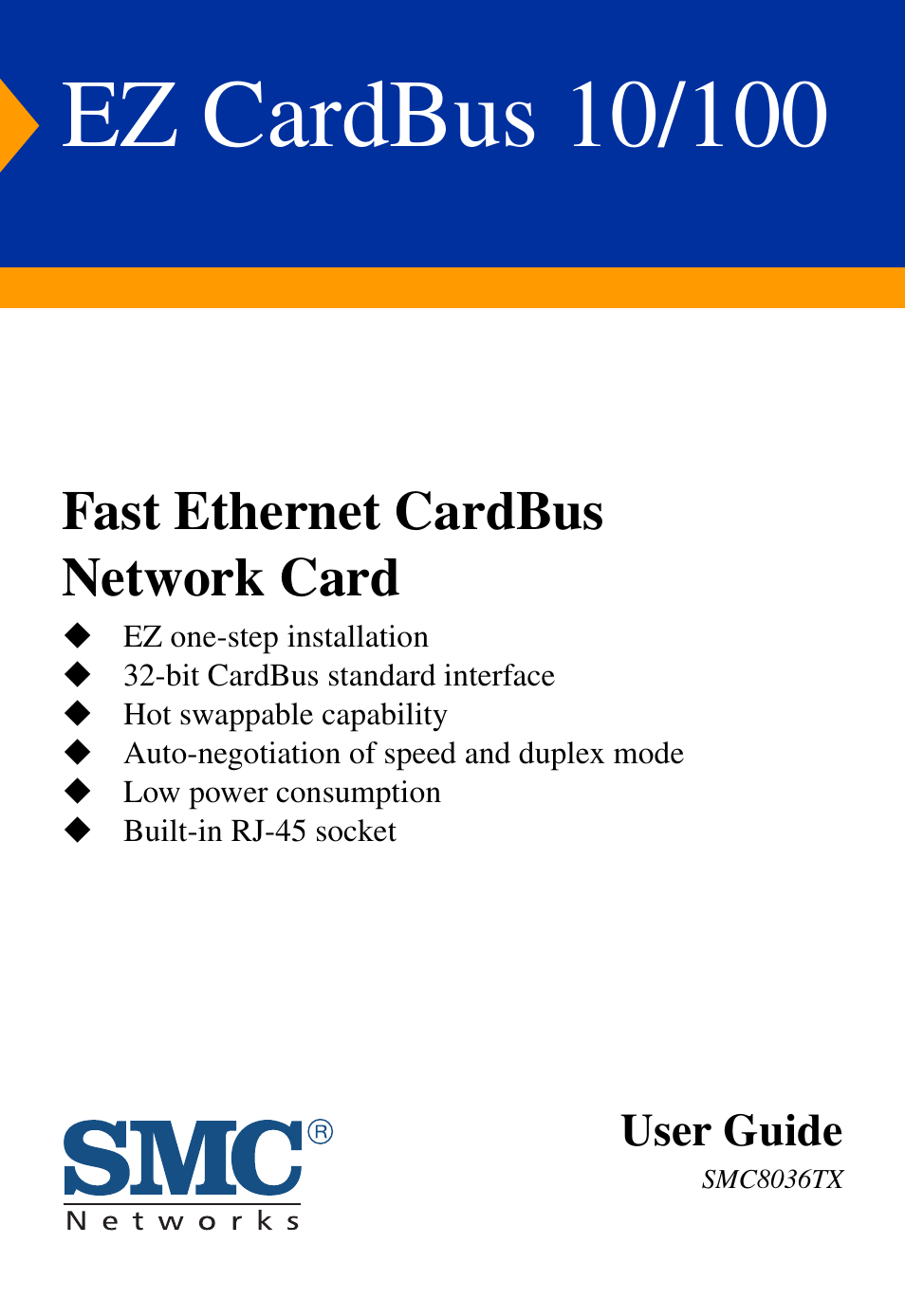 SMC Networks EZ CARDBUS SMC8036TX User Manual | 22 pages