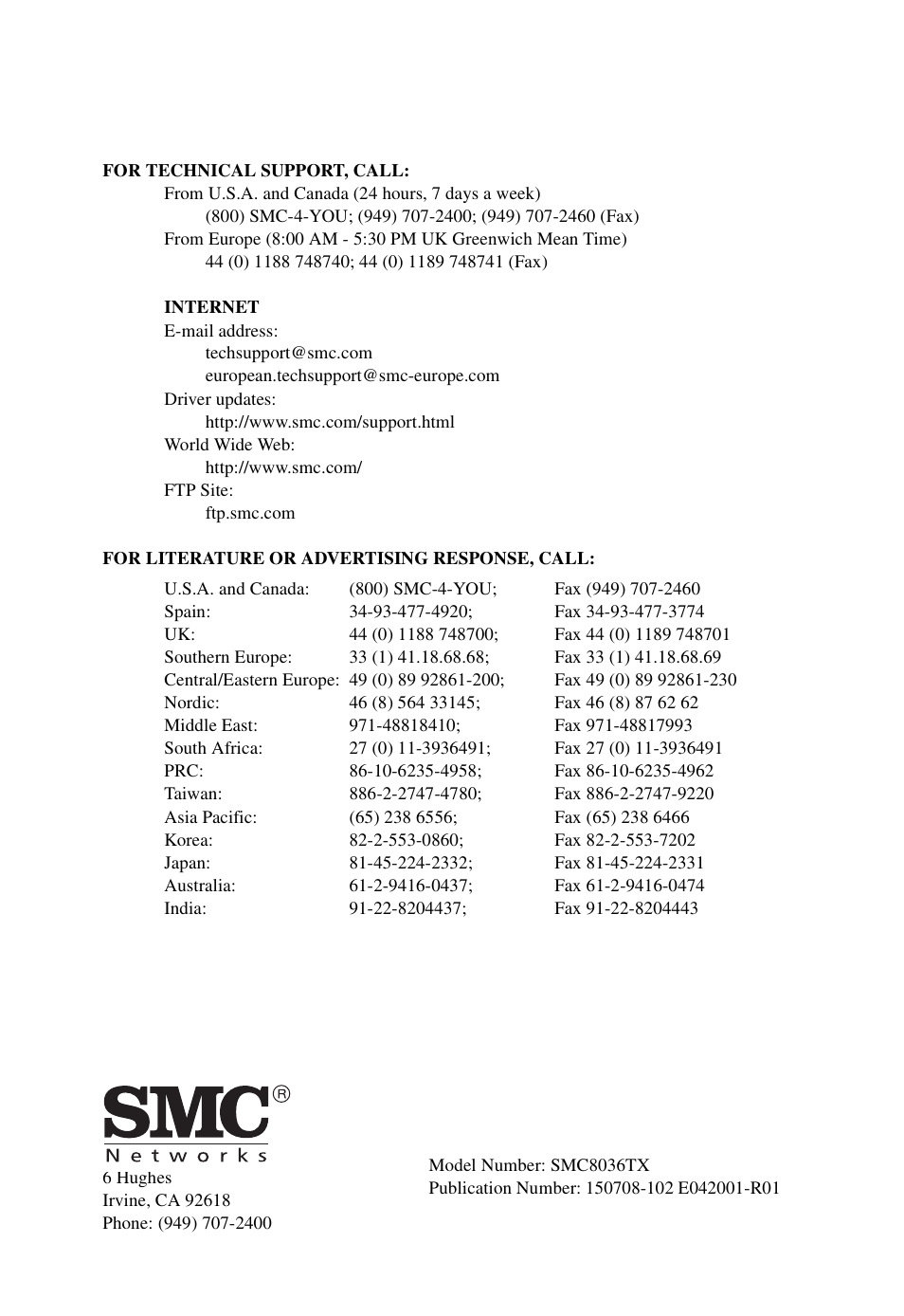 SMC Networks EZ CARDBUS SMC8036TX User Manual | Page 22 / 22